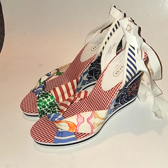 COACH TAMMIE OPEN TOE SLINGBACK WEDGE SANDALS - Picture 2 of 12